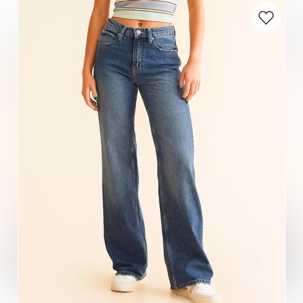 We The Free Blue Baggy Straight Wide Leg Jeans